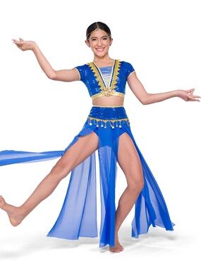 A Wish Come True Blue & Gold Girls' Dance Costume Two-Piece Set